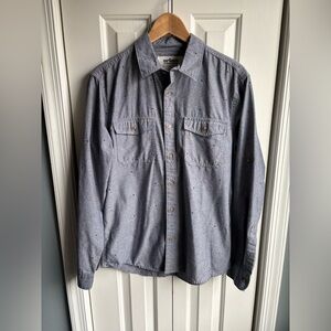 Urban Pipeline Mens Long Sleeve Blue Triangle Print Button Up Shirt Size Small